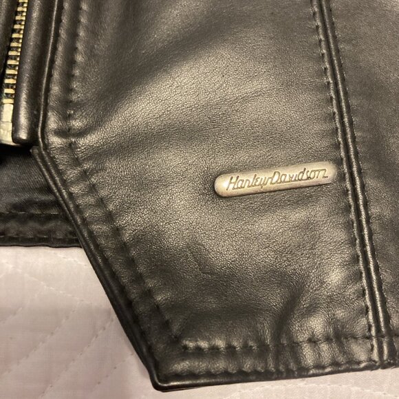 HARLEY-DAVIDSON Women’s Leather Motorcycle Vest w/ Lace-up Sides Size S - Picture 2 of 12